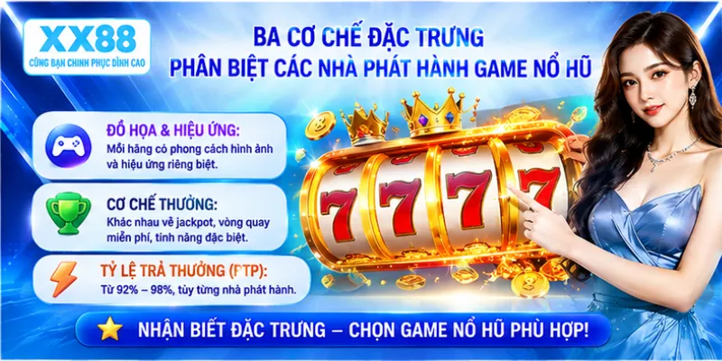 Ba cơ chế đặc trưng phân biệt các nhà phát hành game nổ hũ
