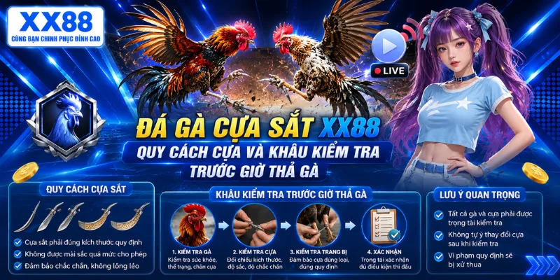 Đá gà cựa sắt XX88 – Quy cách cựa và khâu kiểm tra trước giờ thả gà